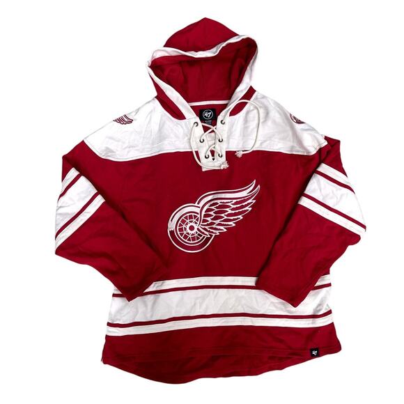 NHL Detroit Red Wings Old Time Style Lacer Midweight Cotton Hoodie Womens XXL - Picture 1 of 5